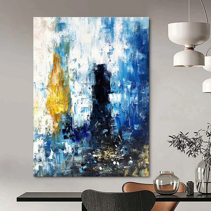 Blue - White - Yellow Abstract Art for Seaside Villa & City Café DLZ0573