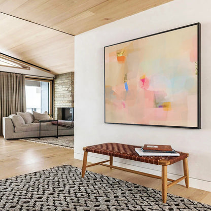 Pink - Brown Patchwork Abstract Art for Elegant Hallways DLZ2417