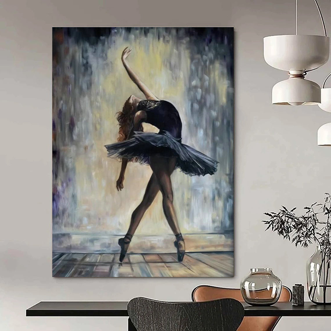 Ballerina in Black Art for Dance Studio & Romantic Theater Lobby DLZ2328