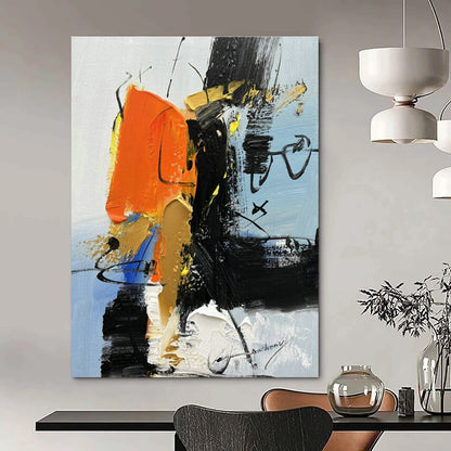 Orange - Black - Blue Abstract Art for Sports Bar & Creative Agency Office DLZ1665