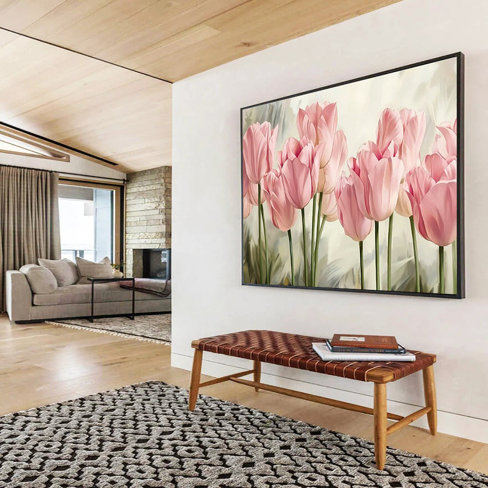 Pink Tulip Art for Feminine - Themed Beauty Salon Waiting Areas DLZ3282