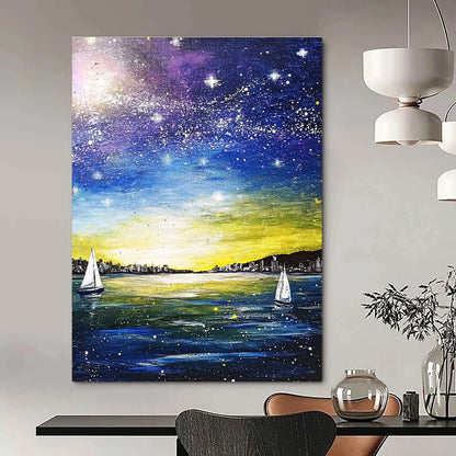 Starry Night Sea View for Coastal Home Office & Relaxation Lounge STSC848