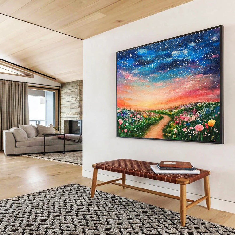 Colorful Flower Field Path Art for Garden - Themed Restaurant & Wedding Venue SC397