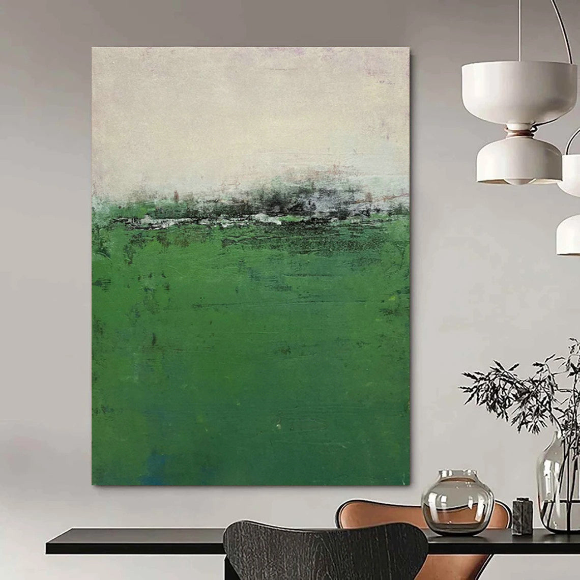 Green Field Abstract Art for Countryside Villa & Nature - Themed Restaurant DLZ1490