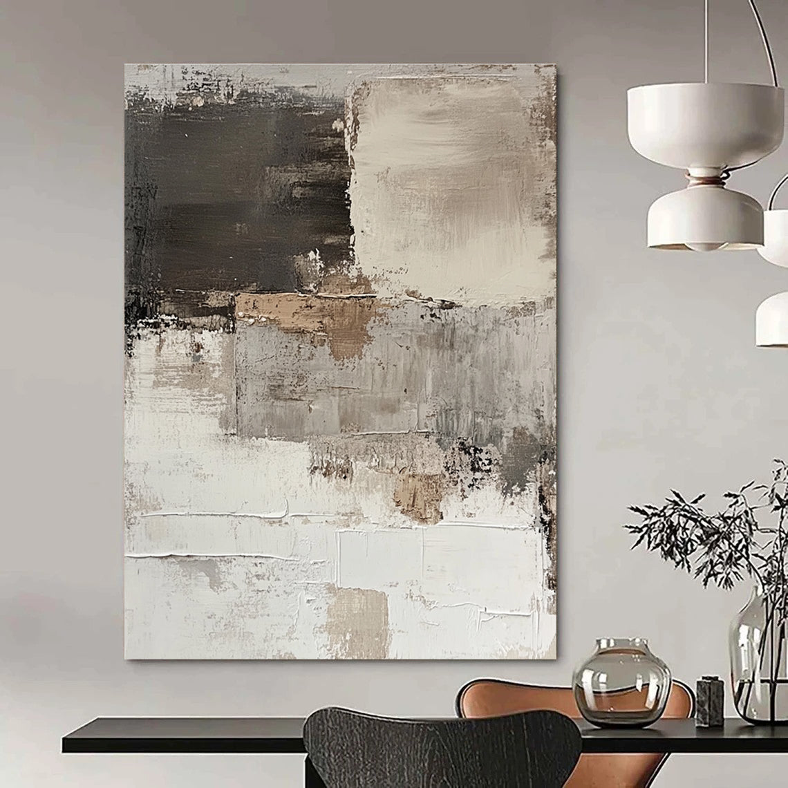 Textured Neutral Abstract for Timeless Home Decor & Sophisticated Office STSC268