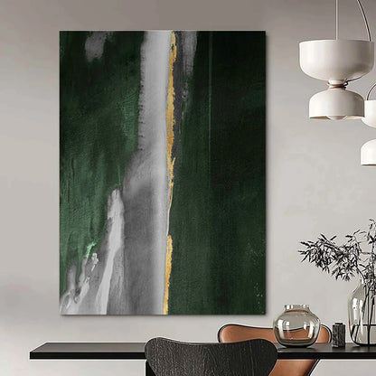 Dark Green & Gold Abstract Art for Luxury Bedroom & High - End Restaurant DLZ1210