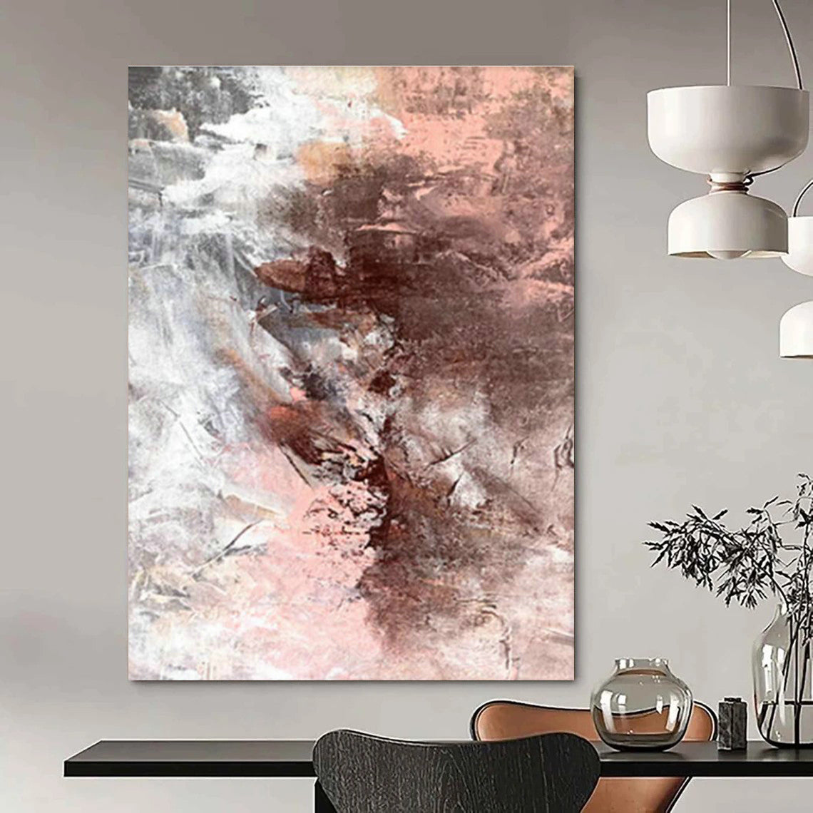 Pink - Brown Abstract Art for Feminine - Themed Boutique Dressing Rooms DLZ0022