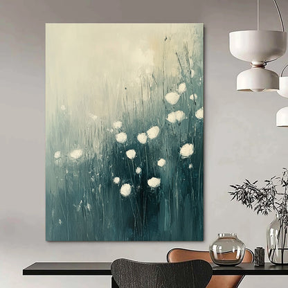 Abstract White Flowers in Field for Serene Spa Retreat & Minimalist Home Living Room STSC184