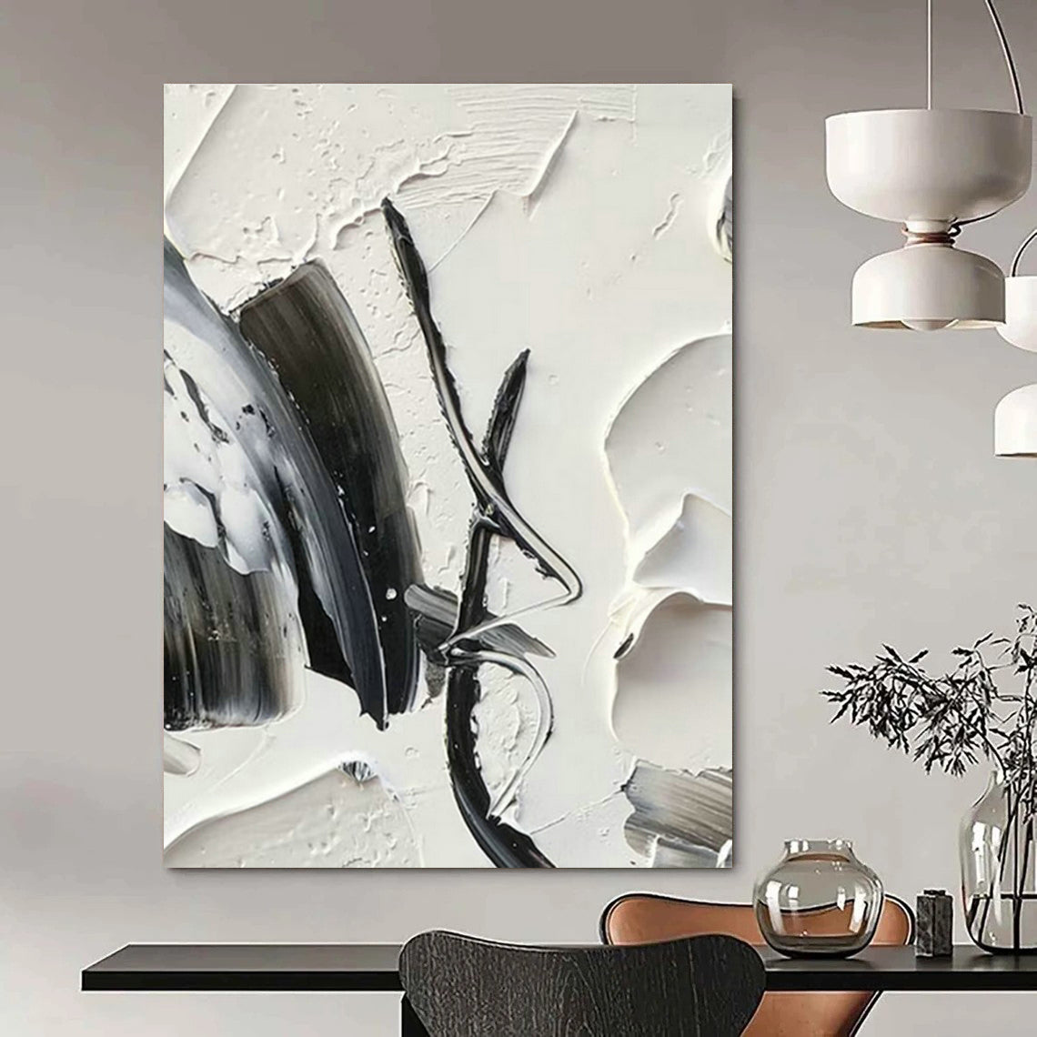 Monochrome Textured Abstract for Industrial Loft Office & Avant - Garde Café DLZ1571