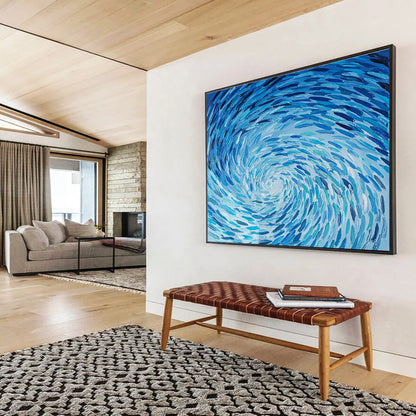 Blue Swirl Abstract Art for Nautical - Themed Restaurant Dining Areas DLZ3173