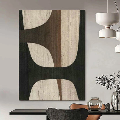Brown - White Geometric Abstract Art for Mid - Century Modern Dining Areas DLZ0248