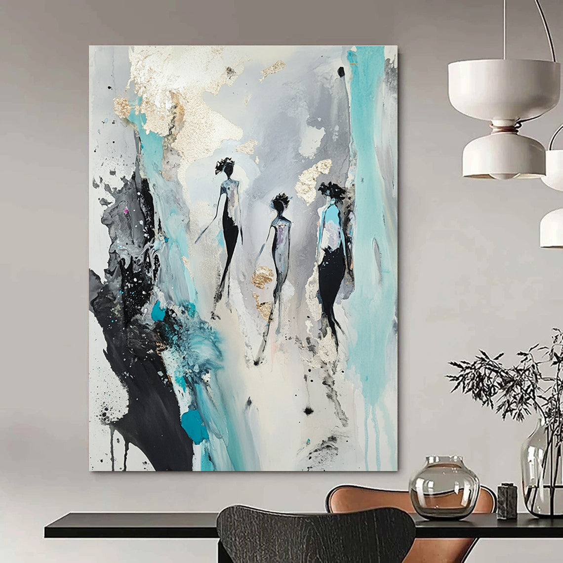 Abstract Figures with Gold Accents Art for Bedroom & Boutique STSC726