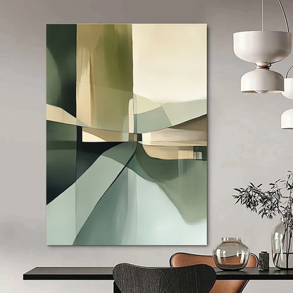 Geometric Green & Beige Abstraction Art for Contemporary Gallery & Architect’s Office STSC114