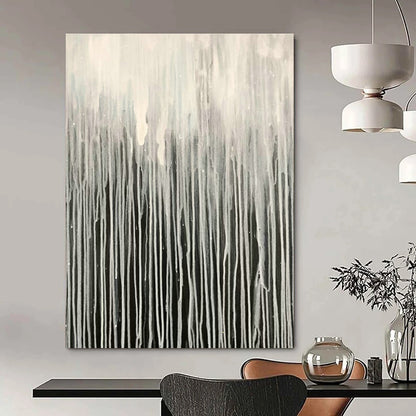Grey - White Dripping Abstract Art for Living Room & Bedroom DLZ0480