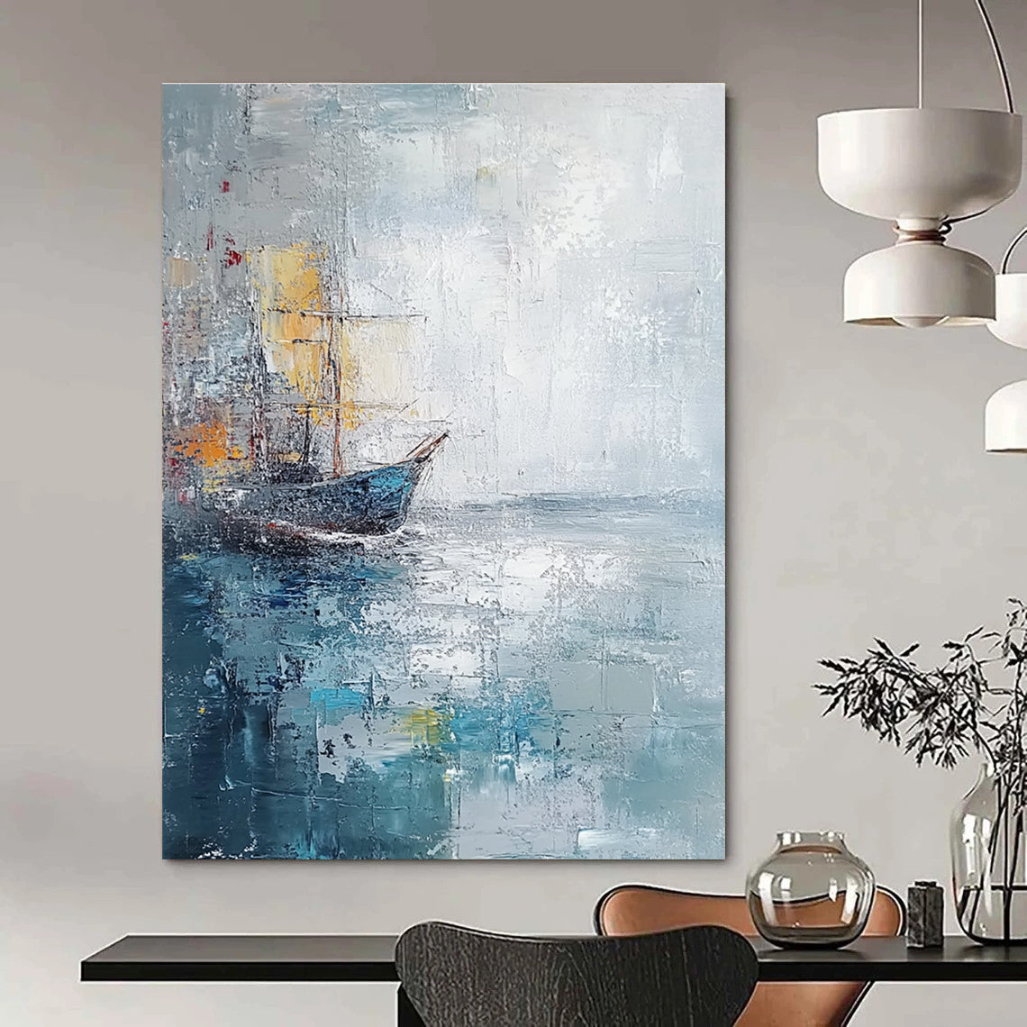 Sailing Ship in Mist Art for Nautical - Themed Restaurant & Coastal Home Office STSC120