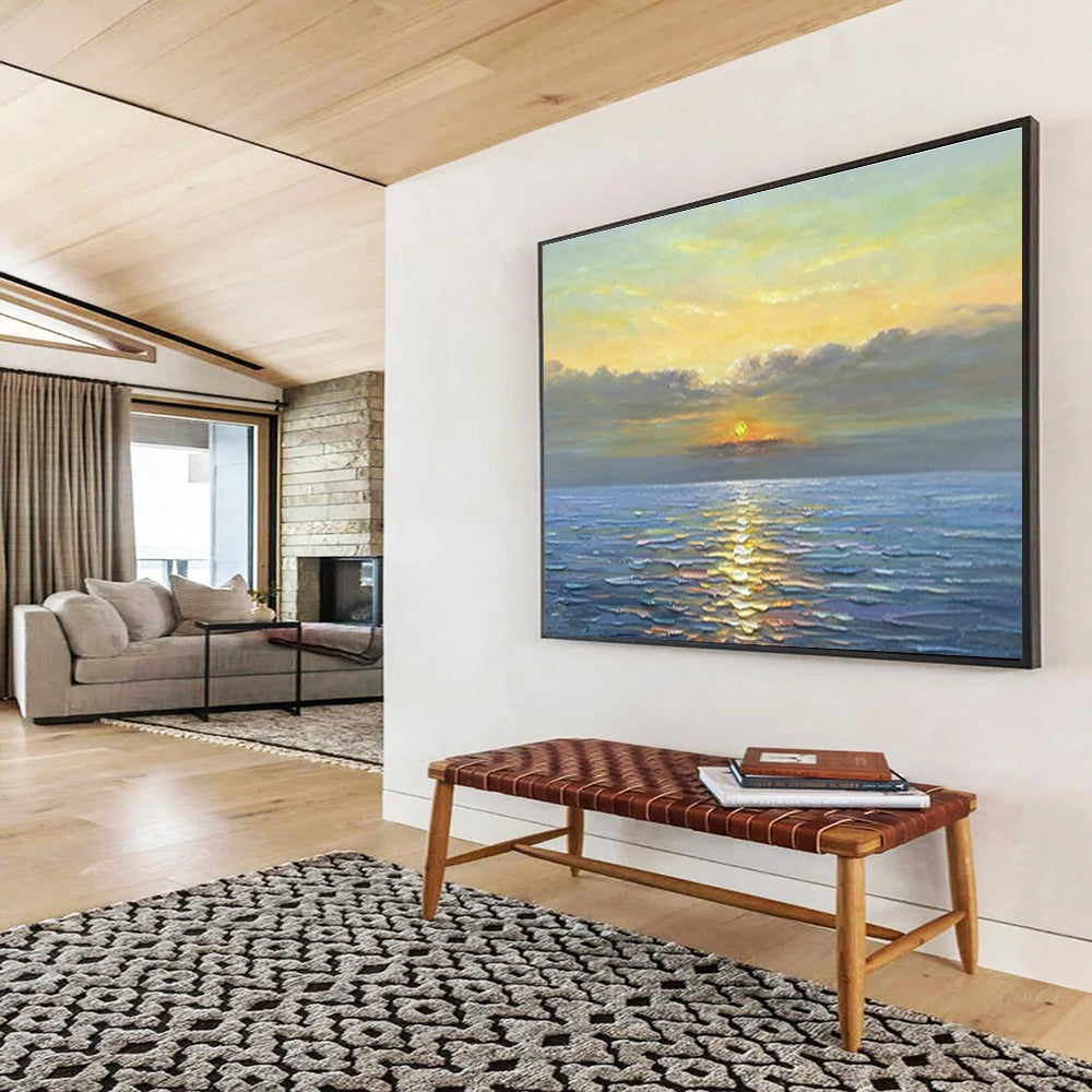 Sea Sunset Oil Painting for Nautical - Themed Beach House Dinning Areas DLZ3267