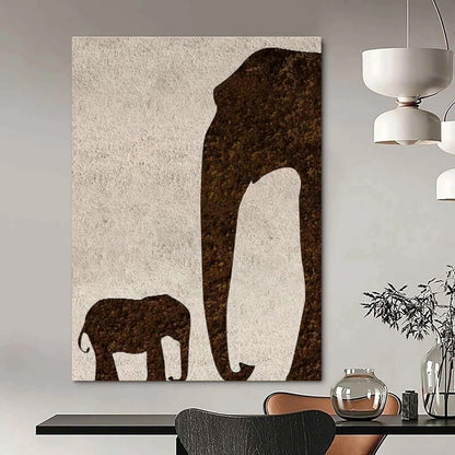 Elephant Silhouette Oil Painting for Family - Friendly Home & Safari - Themed Nursery DLZ1336