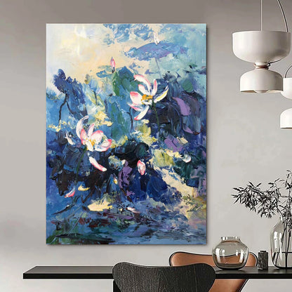 Lotus Flower Oil Painting for Zen Garden Home & Wellness Retreat DLZ1305
