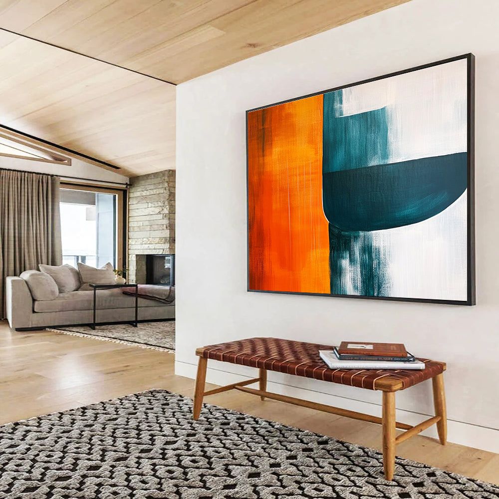Orange - Teal Abstract Shapes Art for Vibrant Retail Store & Creative Team Office SC249