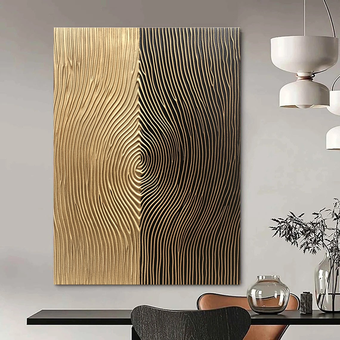 Gold and Black Textured Art for Luxurious Hotel Lobby & Modern Office Reception STSC1214