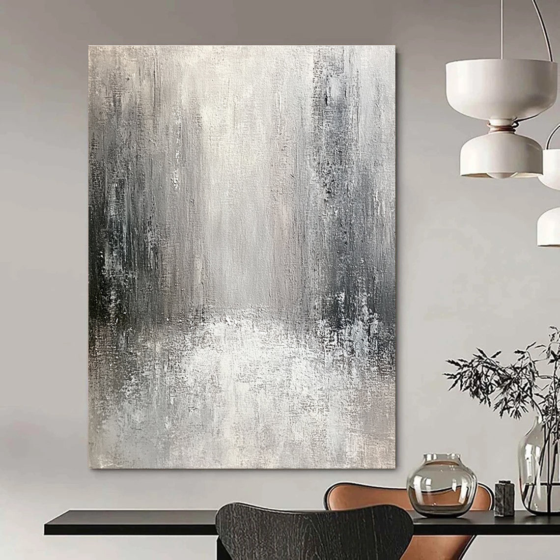 Monochromatic Gray Abstract for Modern Art Space & Minimalist Home Office STSC267