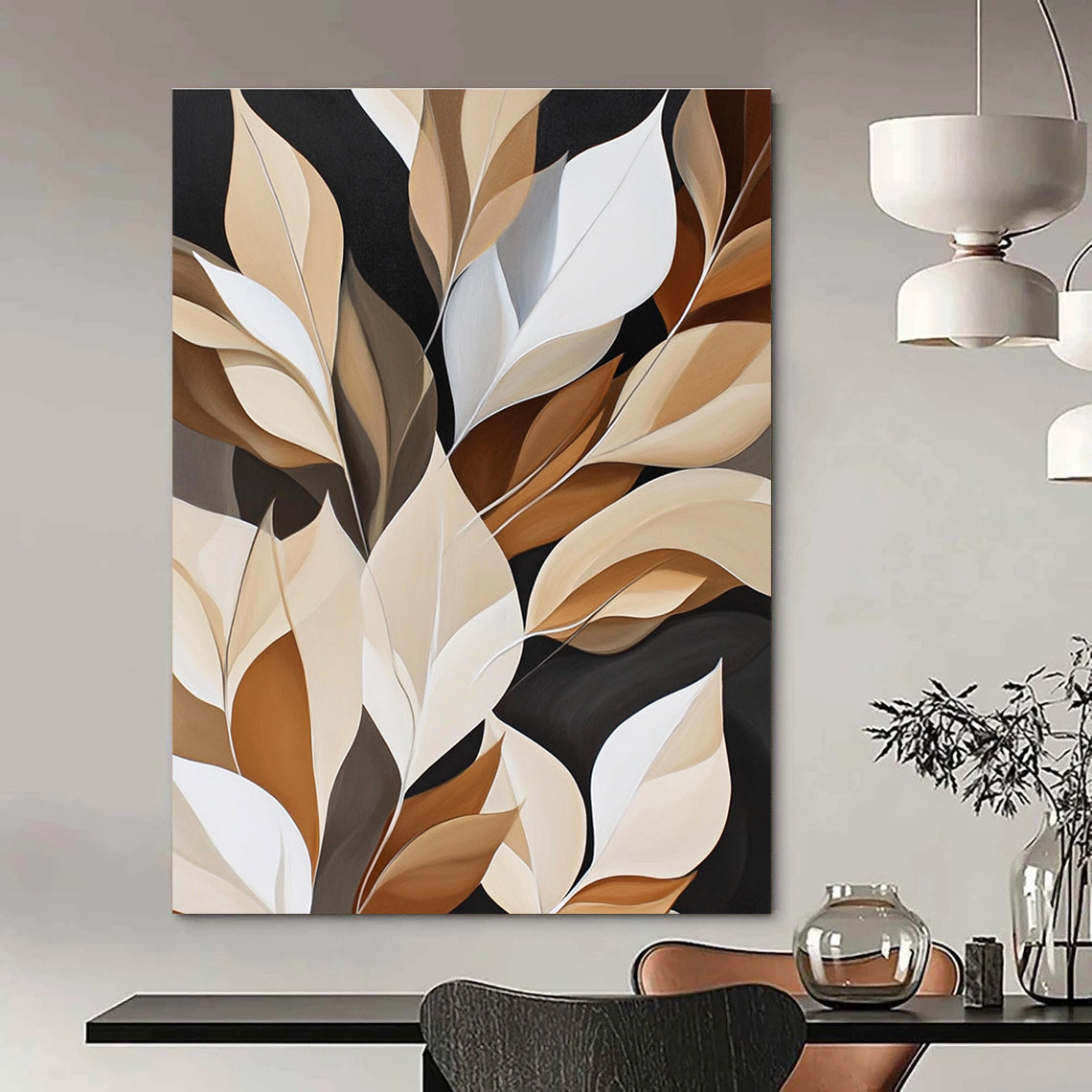 Beige and Brown Leaves for Modern - Minimalist Living Room & Sophisticated Office STSC367