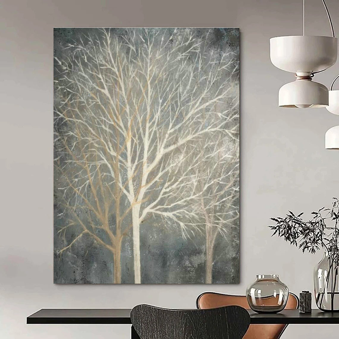 Bare Trees Landscape Oil Art for Living Room & Cottages DLZ0304