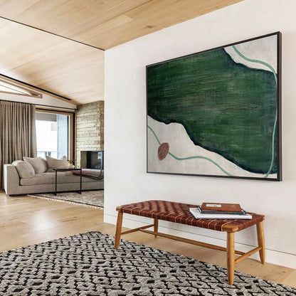 Green - White Geometric Abstract for Modern Wellness Center DLZ2994