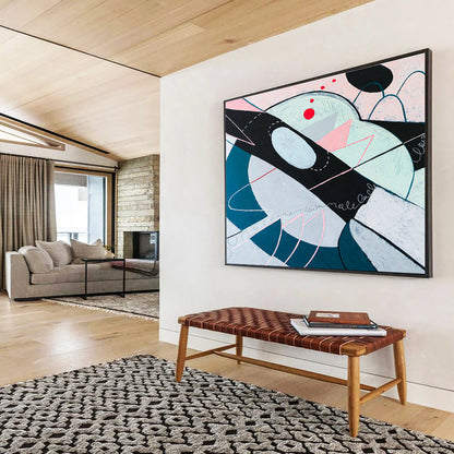Pink - Blue Geometric Abstract for Chic Bedroom DLZ2933