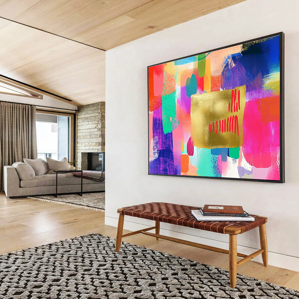 Colorful Abstract with Gold Art for Bohemian - Style Studio & Vibrant Art Café SC297