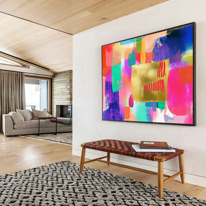 Colorful Abstract with Gold Art for Bohemian - Style Studio & Vibrant Art Café SC297