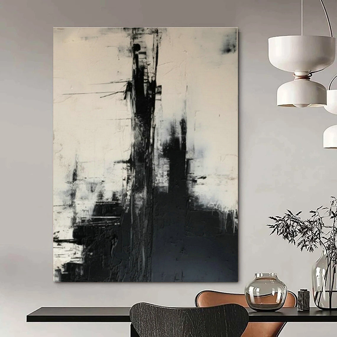 Black - White Abstract Art for Industrial Loft & Contemporary Art Space DLZ1268