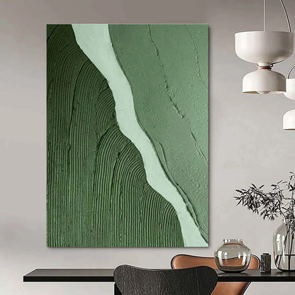 Green - White Textured River Art for Eco - Tourism Office & Waterfront Home Library DLZ1495