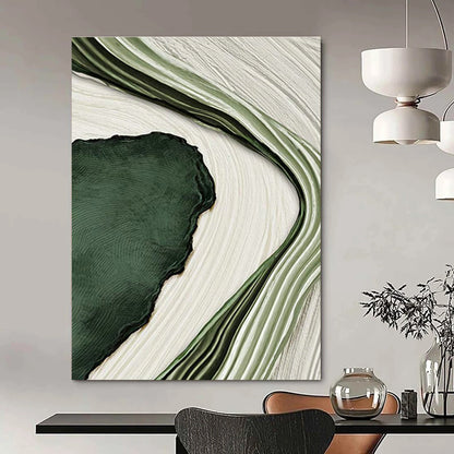 Green and White Flow Art for Nature - Inspired Lounge & Eco - Friendly Office DLZ2173