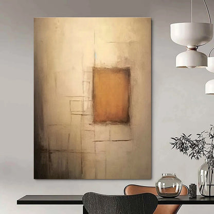 Neutral Square Abstract Art for Minimalist Bedroom & Contemporary Art Pop - Up DLZ0848