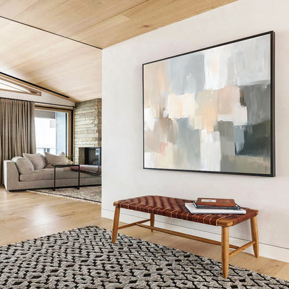 Neutral Tones Abstract Blocks Art for Modern Art Gallery & Sophisticated Waiting Room SC059