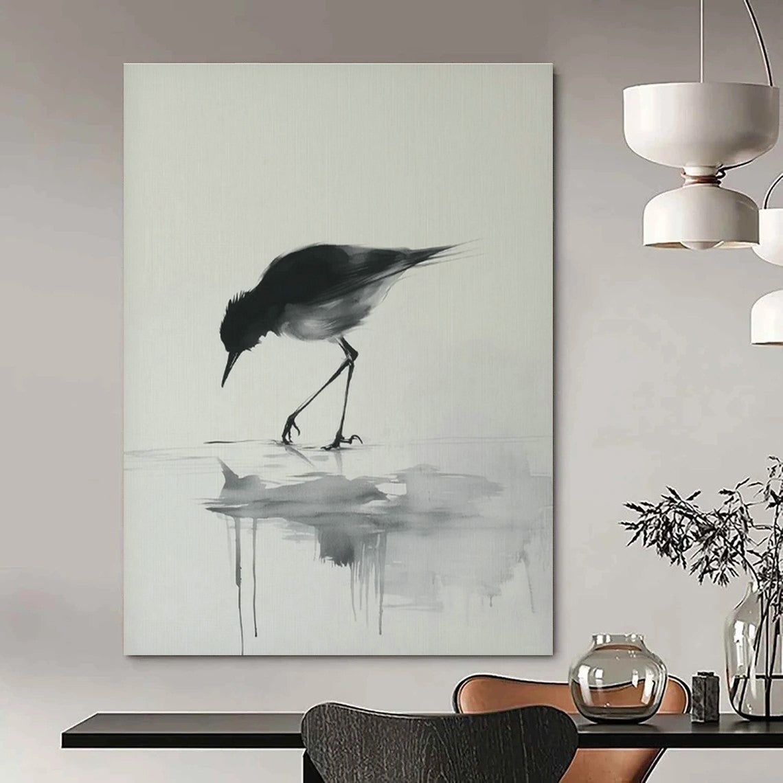 Ink - Wash Bird Art for Zen - Inspired Home & Traditional Tea House DLZ1830