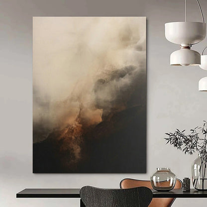 Hazy Mountain Abstract Art for Zen Meditation Room & Mountain Lodge Fireplace DLZ0833