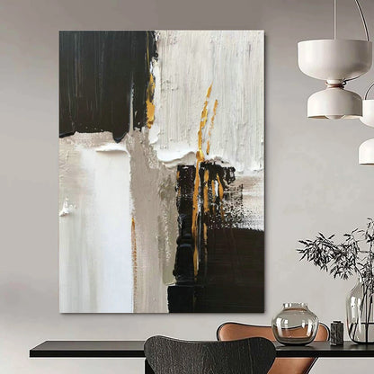 Black - Gold - White Abstract Art for Luxury Hotel Lobby & Modern Home Office DLZ1670