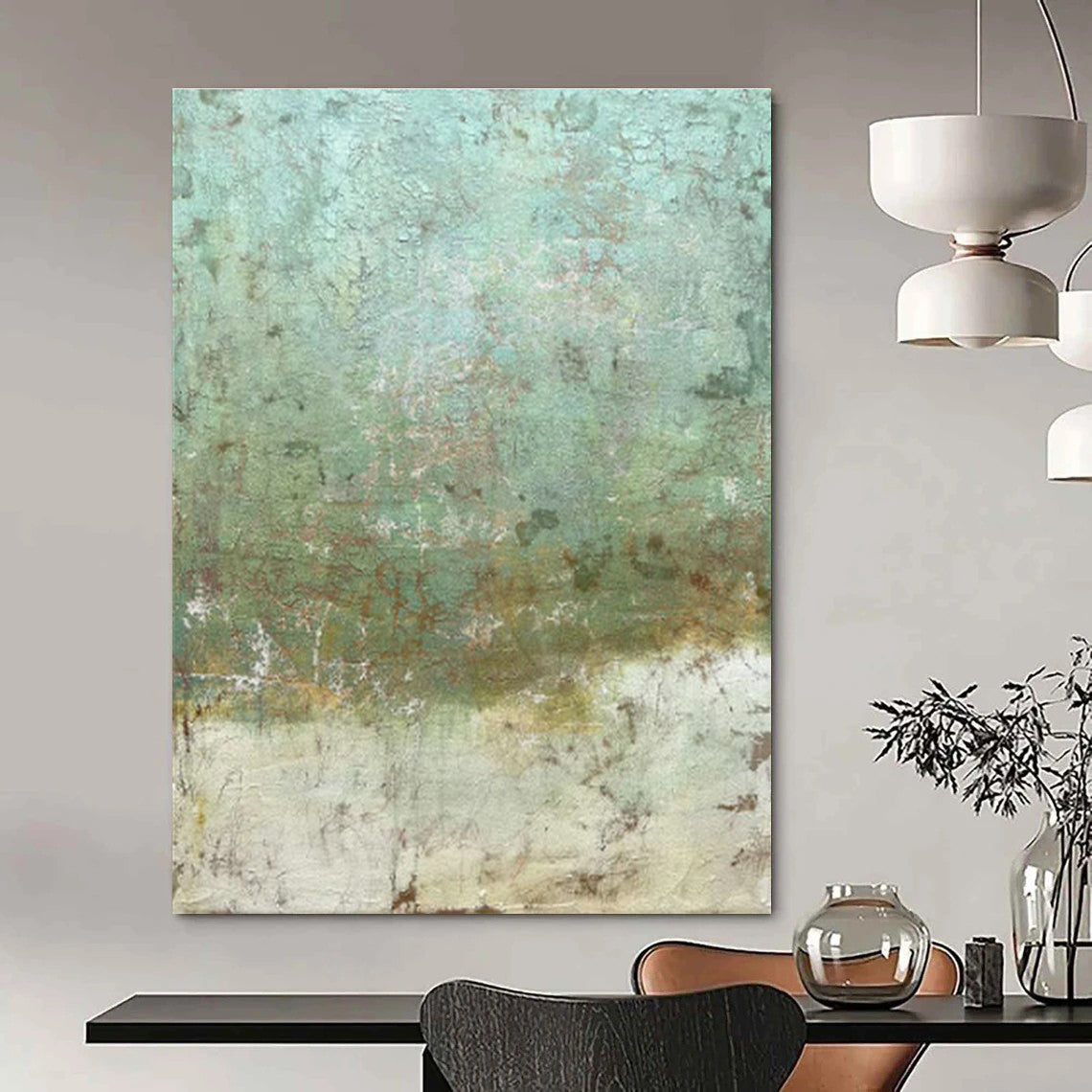 Textured Teal and Brown Art for Bohemian Café & Eclectic Living Room DLZ2212