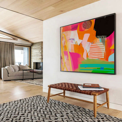 Pink - Orange Geometric Abstract Art for Modern Dance Studio Rehearsal Spaces DLZ2589