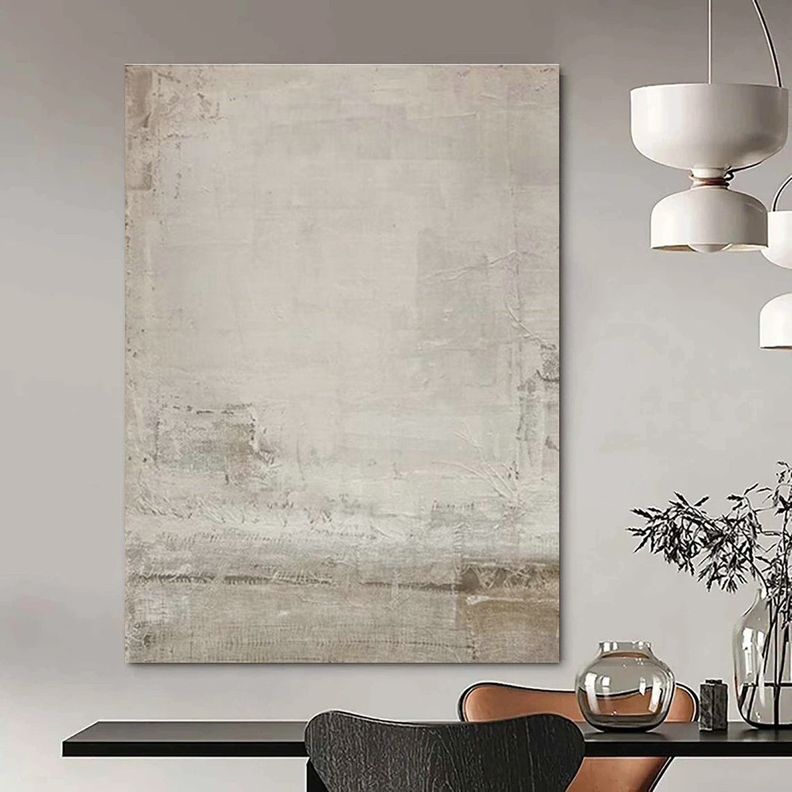 Light Gray Abstract Art for Calming Home Bedroom Ceiling Accents DLZ0186
