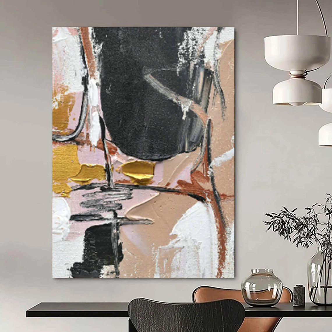 Pink - Gold Abstract for Bohemian - Style Boutique & Glamorous Bedroom DLZ0882