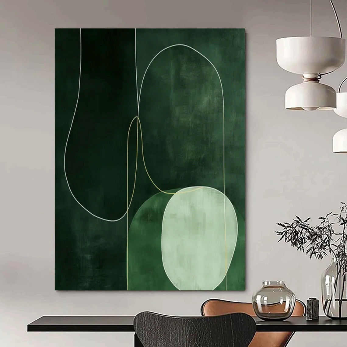 Green - Background Geometric Abstract Art for Modern Spa & Art - Centric Wellness Studio DLZ1848
