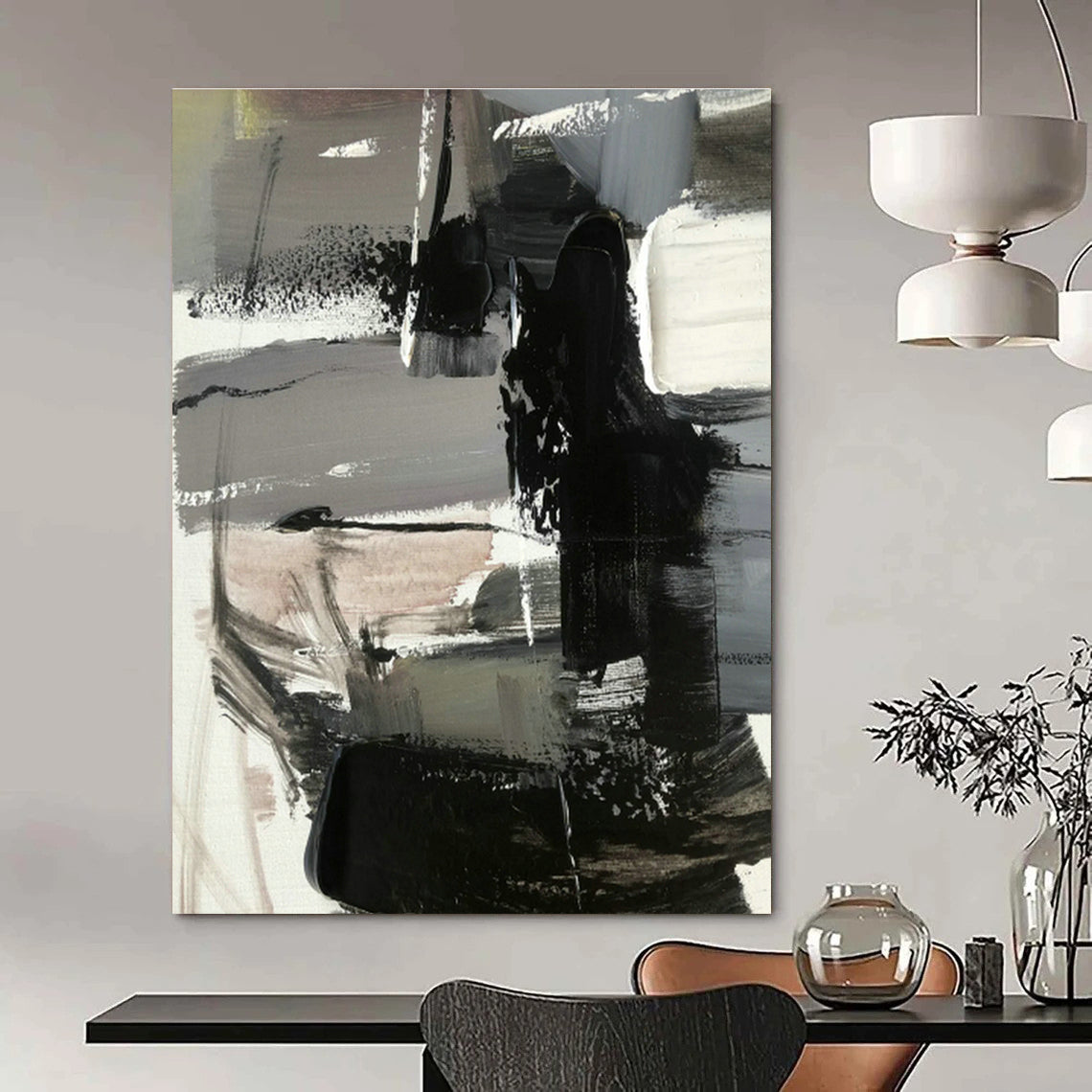 Black - Gray - White Abstract Art for Industrial Loft & Modern Office DLZ1270