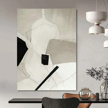 Black - White Geometric Abstract for Industrial - Style Café & Monochrome Home Library DLZ0881