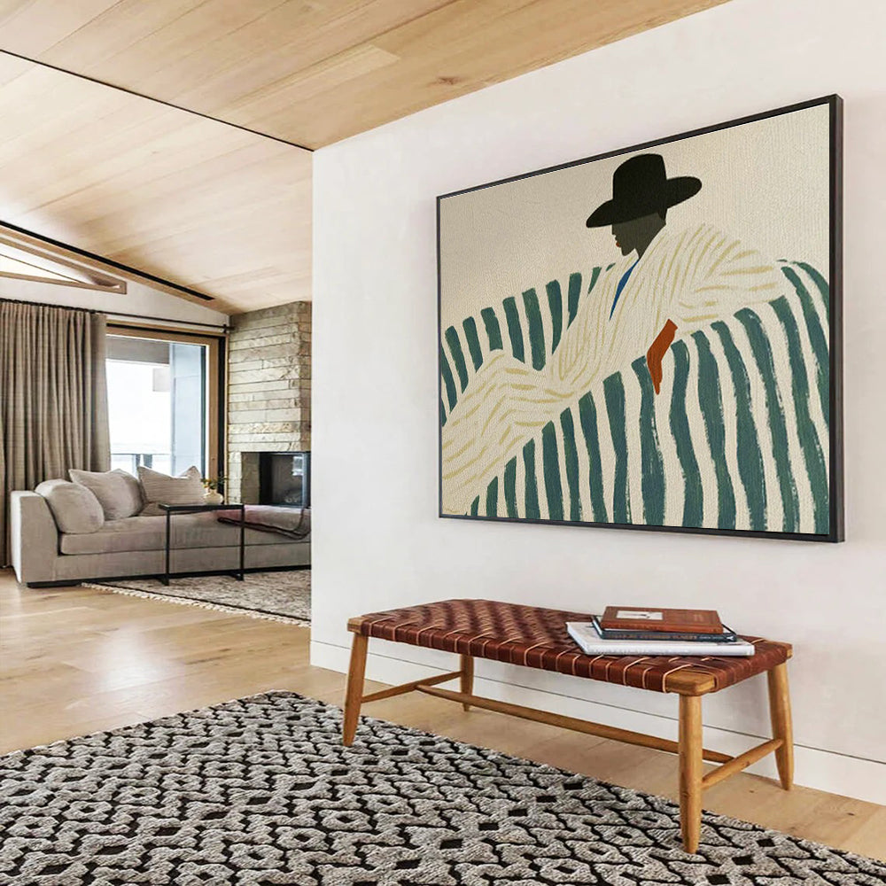 Striped Sofa Figure Art for Mid - Century Modern Living Rooms DLZ2613