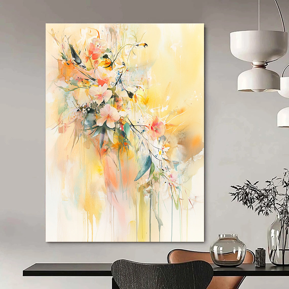 Floral Watercolor Bouquet for Romantic Bedroom & Elegant Tea Room STSC501