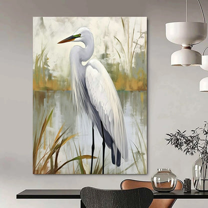 White Egret Art for Nature - Lovers’ Living Room & Lakeside Cottage DLZ1540