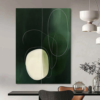 Green - White Line Abstract Art for Minimalist Living Room & Yoga Studio STSC131